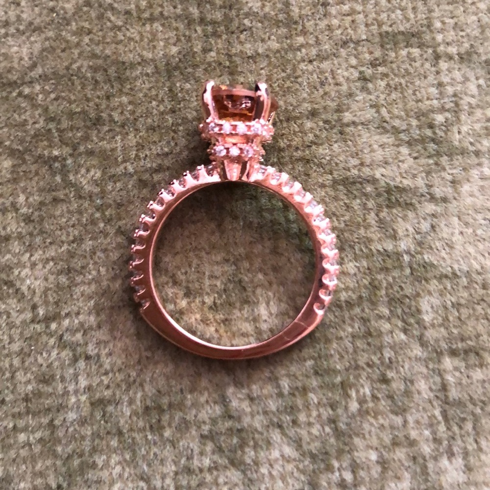 NWOT STERLING SILVER ROSE GOLD AMBER RING, 5-1/2 - Picture 3 of 7